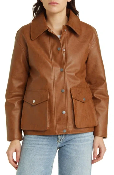 Shop Rails Mathis Faux Leather Jacket In Russet