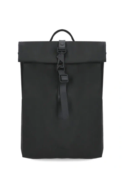 Shop Rains Rolltop Rucksack Mini Backpack In Black