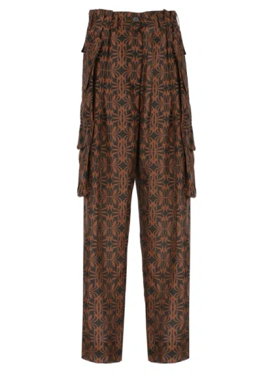Shop Dries Van Noten Silk Trousers In Brown