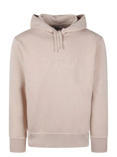 Shop Autry Cotton Hooded Sweatshirt In Neutrals