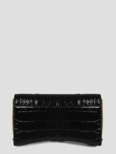 Shop Balenciaga Hourglass Wallet On Chain In Black