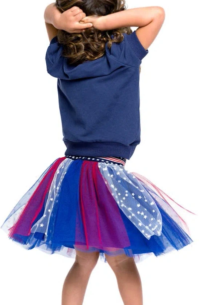 Shop Truly Me Kids' Star Spangled Tulle Skirt In Blue Multi