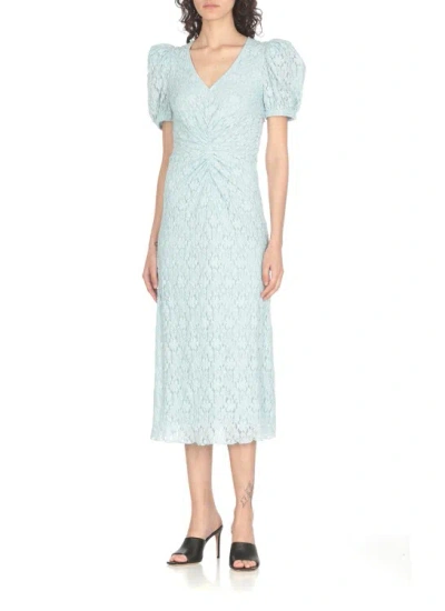 Shop Rotate Birger Christensen Dress With Embroideries In Blue