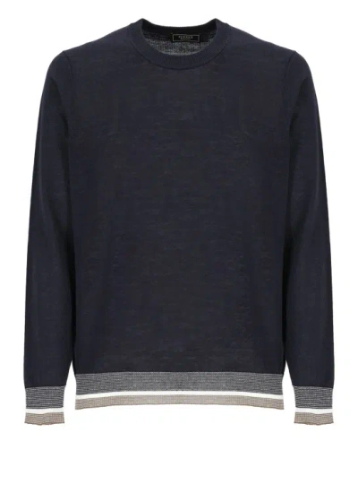 Shop Peserico Blue Linen And Cotton Sweater