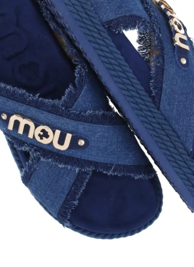 Shop Mou Blue Denim Sandals