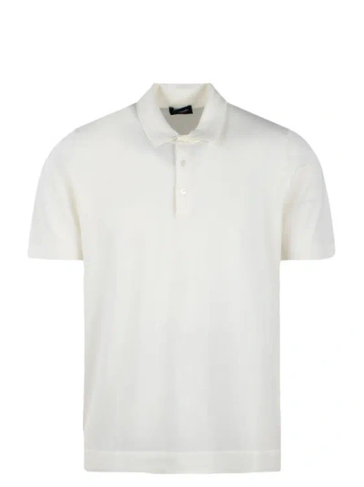 Shop Drumohr Cotton Knit Polo Shirt In White
