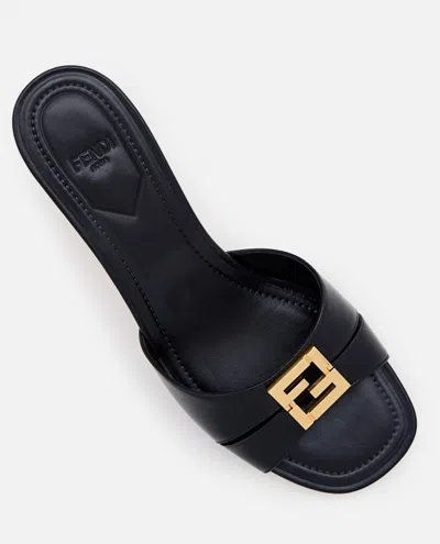 Shop Fendi Slide Patent Leather Heels In Black