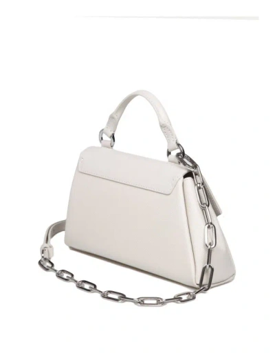 Shop Maison Margiela Asymmetric Handbag In Ivory Color Leather In Neutrals