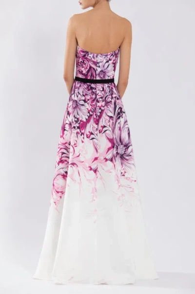 Shop Saiid Kobeisy Neoprene, Strapless Printed Dress In Purple
