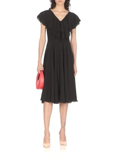 Shop Rotate Birger Christensen Dress With Ruffles In Black
