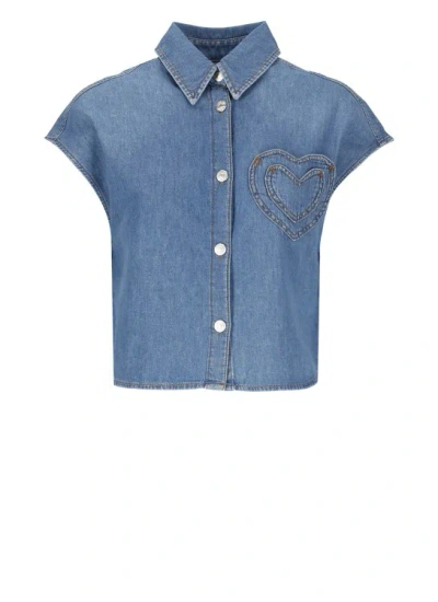 Shop Moschino Heart Pocket Shirt In Blue