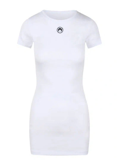 Shop Marine Serre Organic Cotton Rib T-shirt Dress In White