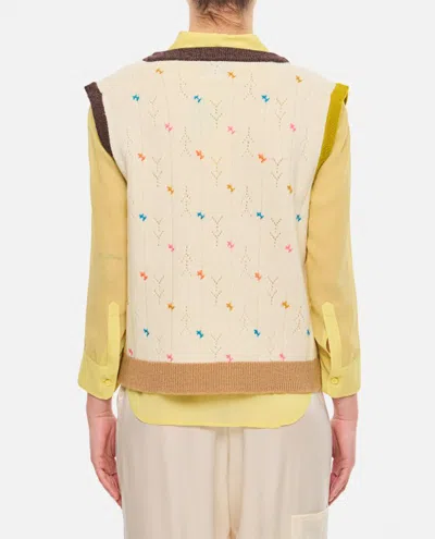Shop Yanyan Wool Daisy V-neck Vest In Neutrals