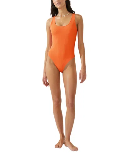 Shop Cotton On Women's Low-back One-piece Swimsuit In Orange