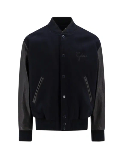Shop Golden Goose Wool And Leather With Embroidered Logo In Black