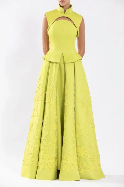 Saiid Kobeisy Neoprene Corset With Detachable Bolero In Green