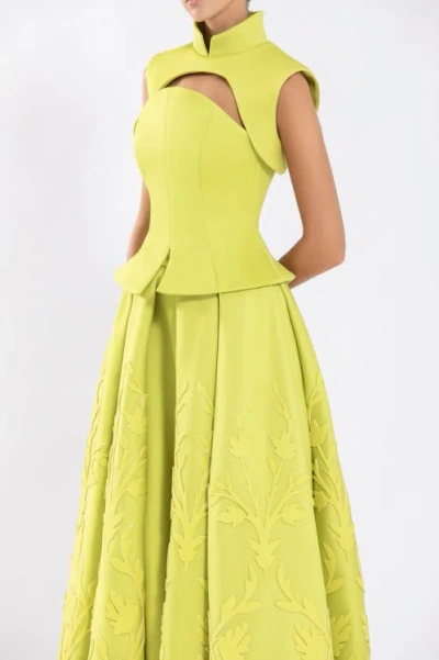 Saiid Kobeisy Neoprene Corset With Detachable Bolero In Green