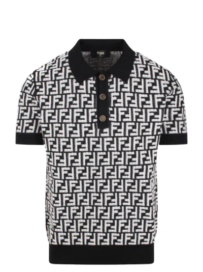 Shop Fendi Ff Wool Polo Shirt In Black