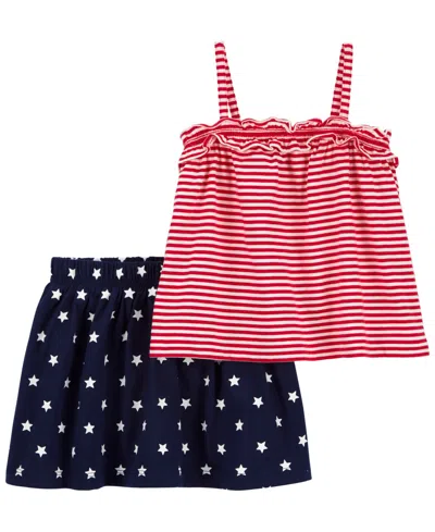 Shop Carter's Toddler Girls 2 Piece 4th Of July Tank Skort Set In Navy,red