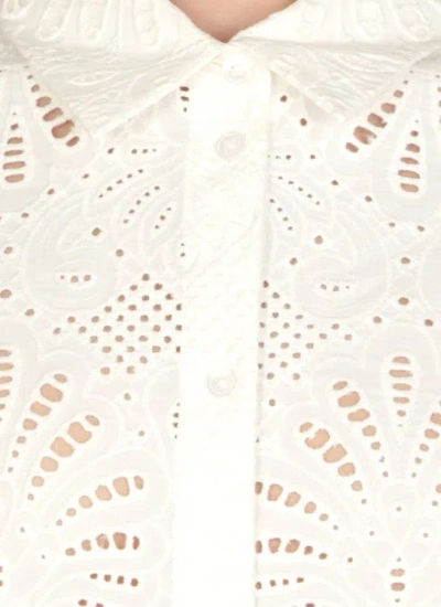 Shop Self-portrait Cotton Embroidered Top In White