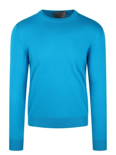 Shop Moreno Martinelli Cotton Crewneck Sweater In Blue