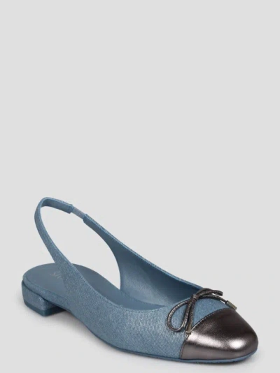 Shop Stuart Weitzman Sleek Bow Slingback Flat Ballerina In Blue