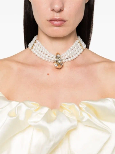 Shop Blumarine Faux-pearl Necklace In White