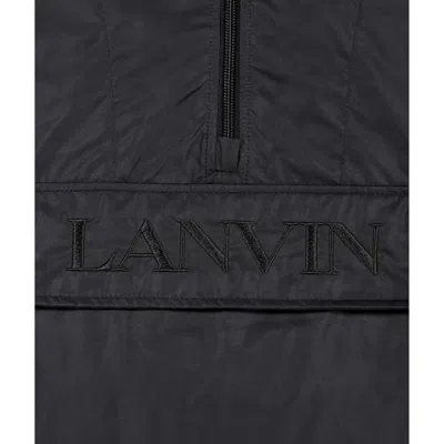 Shop Lanvin Logo Hooded Windbreaker In Black