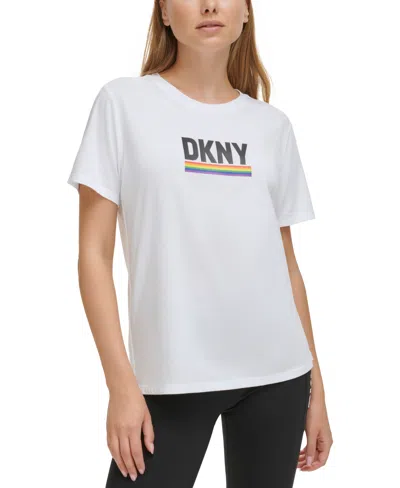 Shop Dkny Sport Women's Rainbow Pride Crewneck T-shirt In White