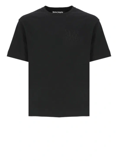Shop Palm Angels Monogram Slim T-shirt In Black