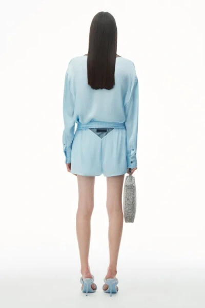 Shop Alexander Wang Tulle Cut-out Shorts In Blue