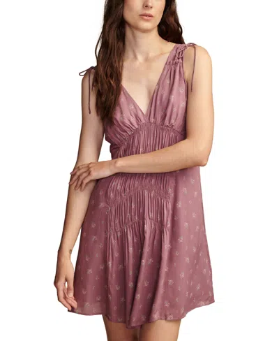 Shop Lucky Brand Women's V-neck Sleeveless Smocked Dress In Berry Multi