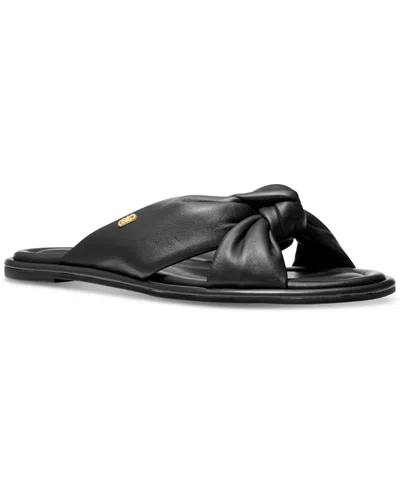 Shop Michael Kors Michael  Mmk Elena Knotted Slide Sandals In Black