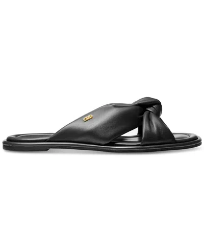 Michael Kors Michael  Women's Elena Knotted Strap Slide Sandals In Black