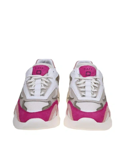 Shop Date Fuga Sneakers In White/fuchsia Leather And Suede In Multicolor