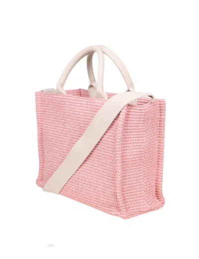 Shop Marni Shopping Small In Pink Raffia Effect Fabric