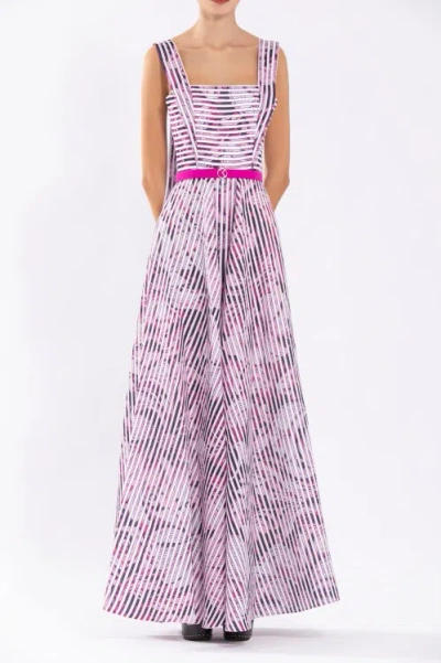Saiid Kobeisy Linen Dress With Striped Print In Purple
