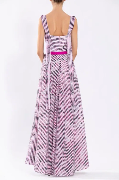 Saiid Kobeisy Linen Dress With Striped Print In Purple