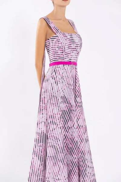 Saiid Kobeisy Linen Dress With Striped Print In Purple