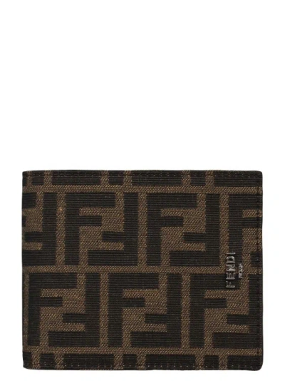 Shop Fendi Ff Card Wallet In Brown