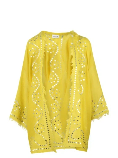 Shop P.a.r.o.s.h Within Embroidered Cardigan In Yellow