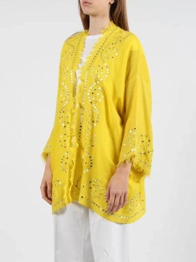 Shop P.a.r.o.s.h Within Embroidered Cardigan In Yellow