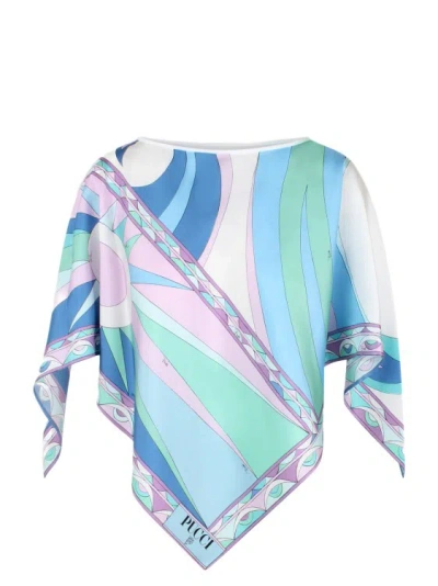 Shop Pucci Cigni-print Silk Top In Multicolor