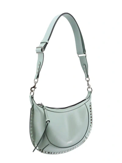 Shop Isabel Marant Leather Shoulder Bag With Metal Details In Green