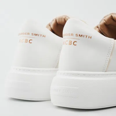 Shop Alexander Smith White Ecogreenwich Sneakers With Cream Stitching And Laces