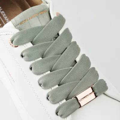 Shop Alexander Smith White Ecowembley Sneakers With Light Green Crocodile Print Spur And Green Laces