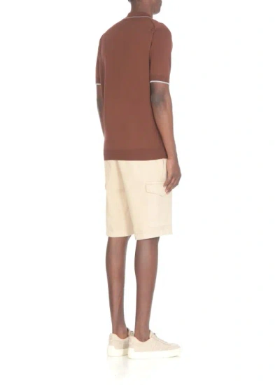 Shop Peserico Brown Cotton Threebuttons Polo Shirt