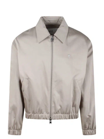 Shop Ami Alexandre Mattiussi Ami De Coeur Zipped Jacket In Neutrals