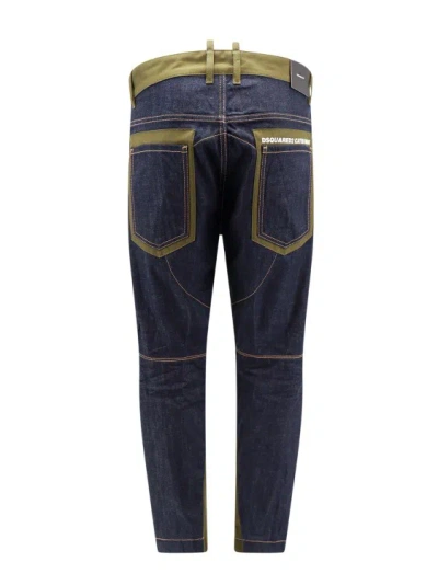 Shop Dsquared2 Cotton And Denim Trouser With Back Logo Print In Brown