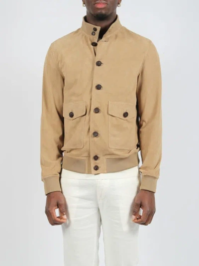 Shop Brian Dales Suede Bomber Jacket In Brown